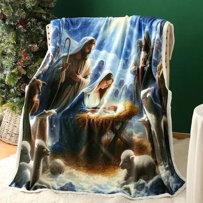 Nativity Christmas Religious Blanket: A Serene Nativity Scene