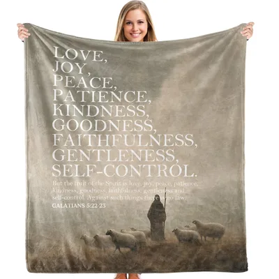 Shepherd Sheep Bible Verse Blanket Featuring Galatians 5:22-23