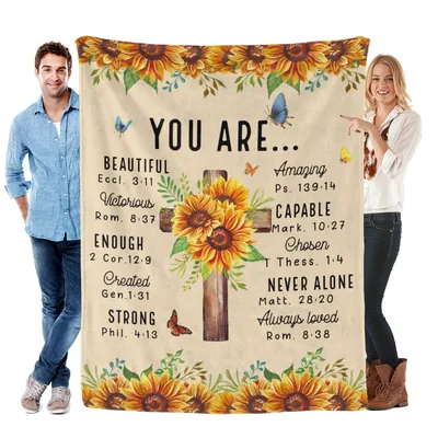 Scripture Sunflower Cross Blanket: Words of Truth for You