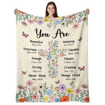 You Are Beautiful Bible Verse Cross Blanket for Women