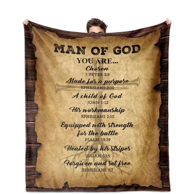 Man of God Bible Verses Scroll Blanket for Faith