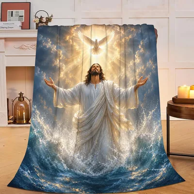 Holy Spirit Dove Blanket: Light Above the Waves