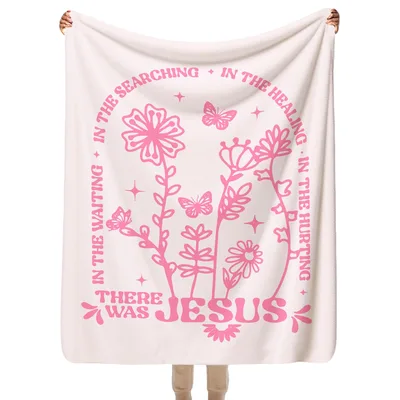Christian Boho Floral Blanket: There Was Jesus Faith Design
