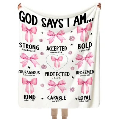 God Says I Am White Bow Blanket for Women and Girls