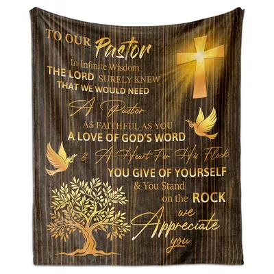 Pastor Appreciation Faith Blanket featuring golden scripture