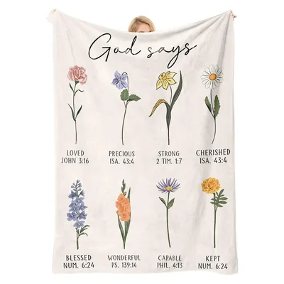 God says Loved John Blanket with Floral Verses