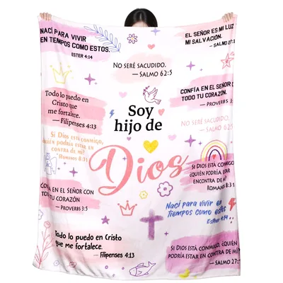 Hijo De Dios Blanket: Spanish Verses in Soft Pink