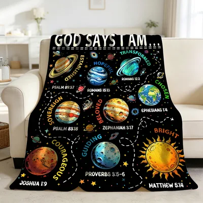 Bible Verse Space Blanket: God Says I Am, Among the Planets