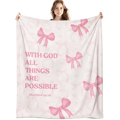 Pink Bow Christian Blanket for Your Faith-Filled Room