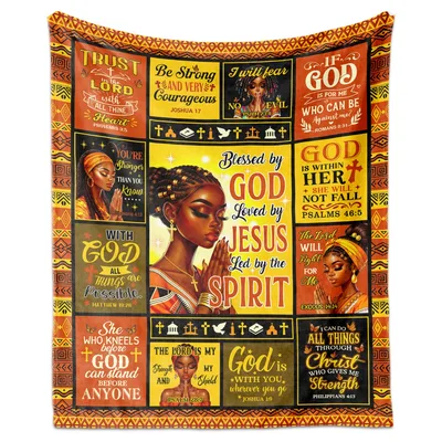 Black Women Faith Scripture Blanket with Bible verses