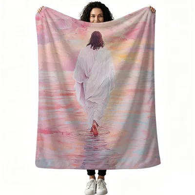 Walking on Water Blanket: A Soft Pastel Scene of Faith
