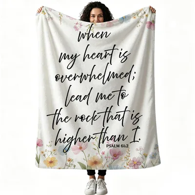 Overwhelmed Heart Blanket: Psalm 61:2 Floral Throw