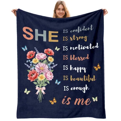 Floral Affirmation Blanket for Her Every Day