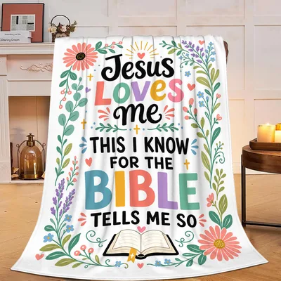 Throw Me Jesus Loves Me Verse Blanket for Faith