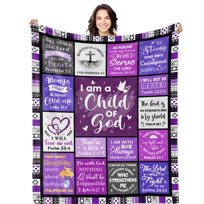 Purple Scripture Tapestry Faith Blanket for Your Loved Ones