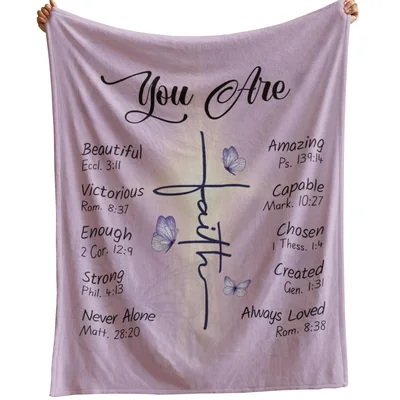 Lavender Faith Cross Butterfly Blanket for Her Heart