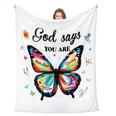 God says You Are Never Blanket: A Butterfly Bible Verse Throw
