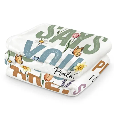Says You Psalm Psalm Blanket: Floral Verse Throw
