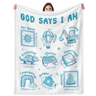 God Says I Am Bible Verses Blanket for Faith and Fun