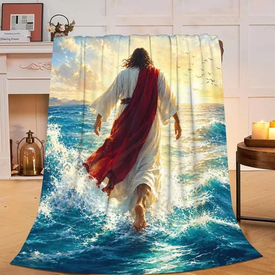 Jesus Walking on Water Blanket: A Serene Ocean Scene
