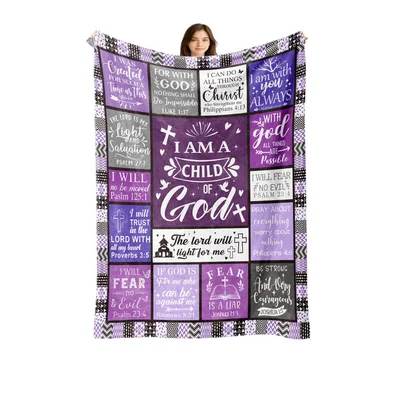 I Was Created Blanket with Bible Verses in Purple