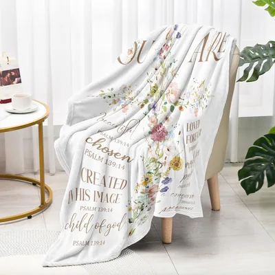 You Are Loved Chosen Blanket: Floral Bible Verse Design for Faith