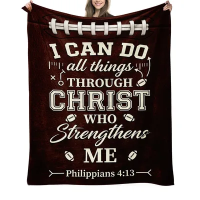 Christian Football Player Blanket for Faithful Athletes