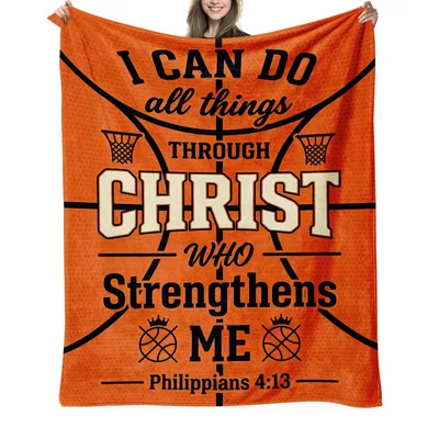 Basketball Bible Verse Blanket with Philippians 4:13 Design