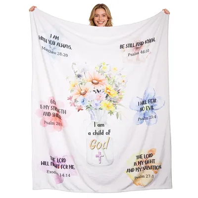 Psalm Verses Blanket: Scripture and Flowers in Soft Fleece