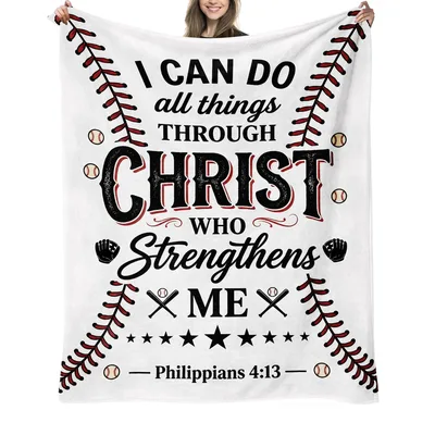 Christian Baseball Verse Blanket featuring Philippians 4:13
