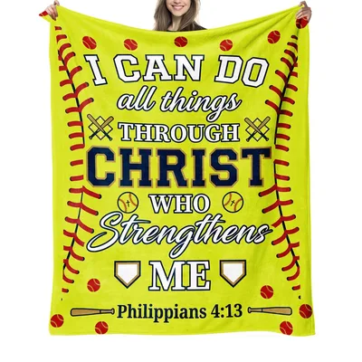 Softball Faith Blanket: Strength Through Christ for Players