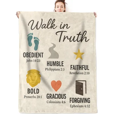 Walk in Truth Bible Blanket - Faith Verses and Symbols Throw