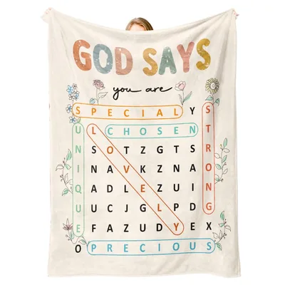 Christian Word Search Affirmation Blanket: God Says You Are Special