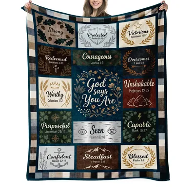 God Says You Are Navy Scripture Blanket: Bible Verse Throw