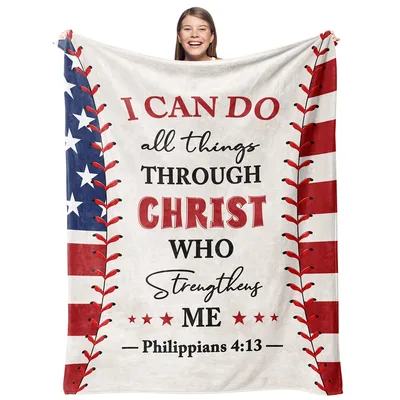 Bible Verse American Flag Blanket for Faithful Fans