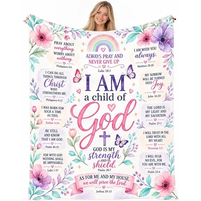 Christian Verse Blanket with Scripture Art for Girls