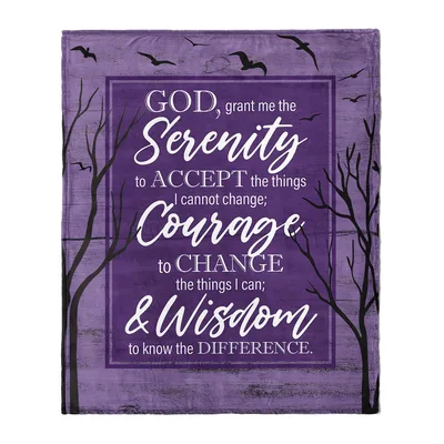 Serenity Prayer Throw Blanket with a Purple Design