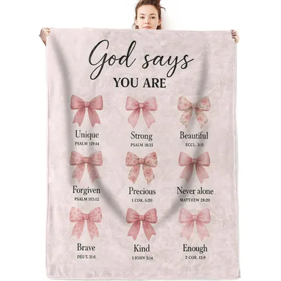 God Says You Are Pink Bows Blanket for Faith and Comfort
