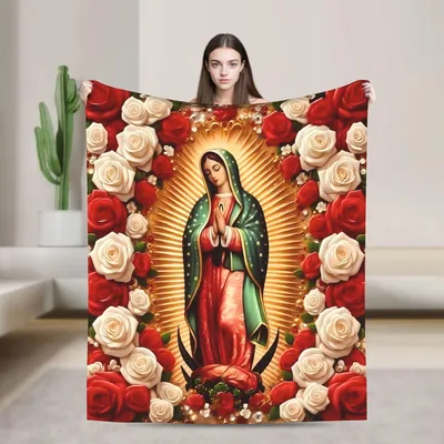 Virgin Mary Rose Blanket for Faith and Comfort