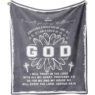 Gray Sunflower Faith Verses Blanket for Believers