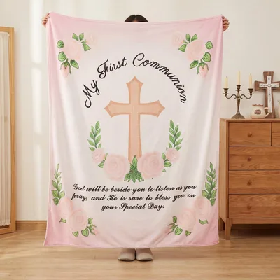 Communion Gift Blanket: First Communion Cross Throw
