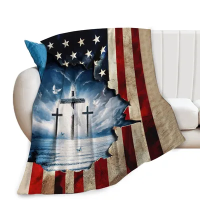 Patriotic Cross Blanket: Faith and Flag in One Throw