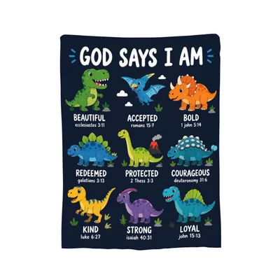 God Says I Am Dinosaurs Midnight Blanket for Kids