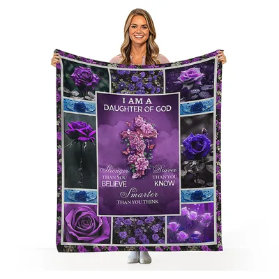 Purple Roses Blanket with a Daughter of God Message