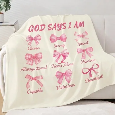 God Says I Am Chosen Blanket with Pink Bows