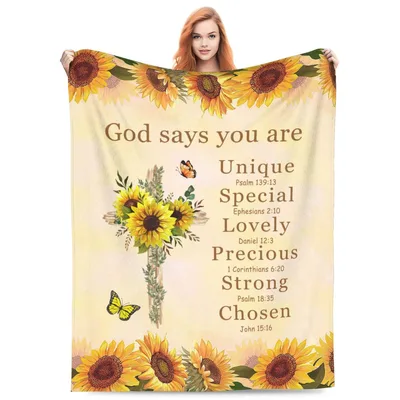 Sunflower Cross Blanket with Bible Verses for Every Day
