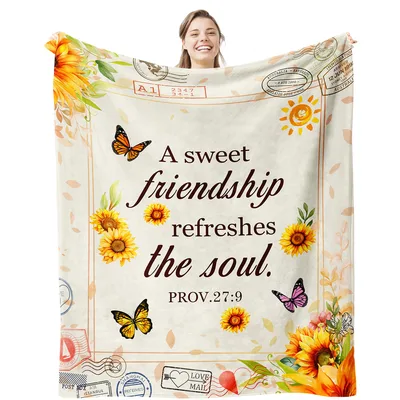 Friendship Bible Verse Sunflowers Blanket for Your Best Friend