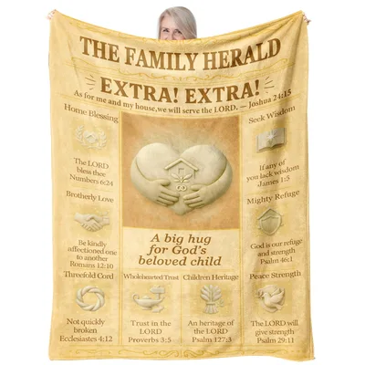 Family Scripture Blanket with Bible Verses Throw