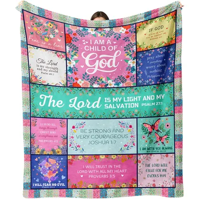 Faith Patchwork Blanket: Bible Verses in Bloom