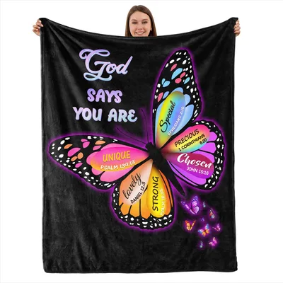 God Says You Are Butterfly Blanket Inspirational Design
